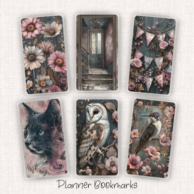 Pink Grey Voyage Tale Happy Planner Bookmark, Laminated Supplies, Notebook Accessories, Gift for Her, Disc Bound Insert, Snap-In Bookmark