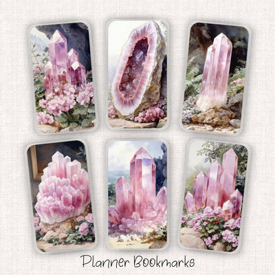 Pink Crystal Planner Bookmark, Classic Happy Planner Dashboard, Laminate Planner Supply, Daily Insert Accessory, Gift for Her, Vintage Pink