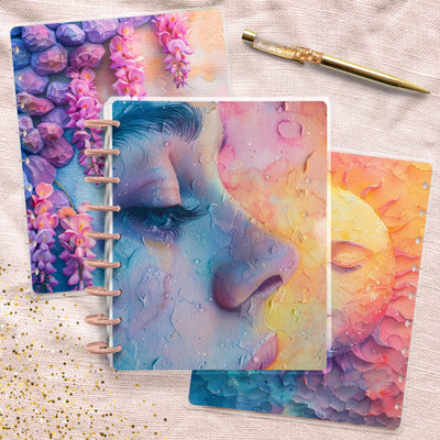 Rainbow Blue Classic Disc Bound Cover, Happy Planner, Laminated Printed Cover Set, Journal Accessory, Planner Supply, Daily Insert Cover