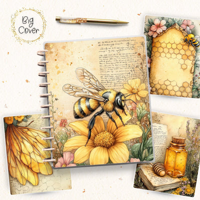 Sweet Honey Bee Planner Disc Bound Cover, Big Happy Planner, Laminated Planner Cover, Journal Accessory, Gift for Her, Notebook Cover Design