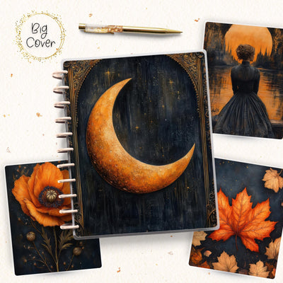 Mystical Orange Planner Disc Bound Cover, Big Happy Planner, Laminated Planner Cover, Journal Accessory, Gift for Her, Notebook Cover Design