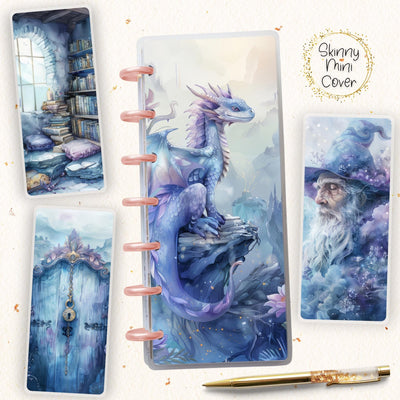 Blue Dragon Skinny Mini Disc Bound Cover, Happy Planner, Laminated Notebook Cover Design, Planner Supplies, Journal Accessory, Gift for Her