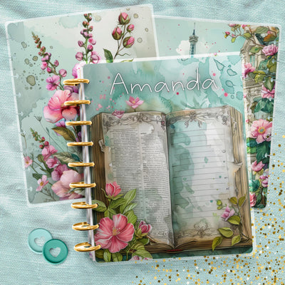Custom Name Disc Bound Cover, Classic Happy Planner Bundle, Laminated Cover Design, Planner Supply, Journal Accessory, Green Planner Gift