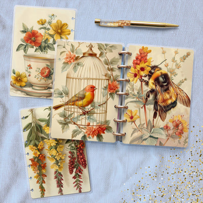 Country Life Bee Disc Bound Cover, Mini Happy Planner, Laminated Printed Cover Set, Planner Accessory, Journal Cover Bundle, Planner Supply