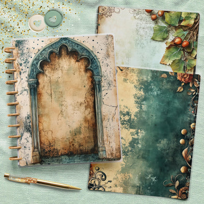 Green Fairy Door Big Disc Bound Cover, Happy Planner Bundle, Laminated Cover Set, Journal Accessory, Planner Supply Insert, Protective Cover