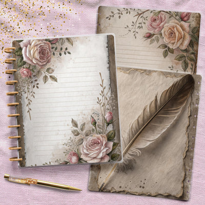 Gentle Notes Big Disc Bound Cover, Happy Planner, Laminated Printed Set, Journal Accessory, Planner Supply, Notebook Cover, Gift for Her