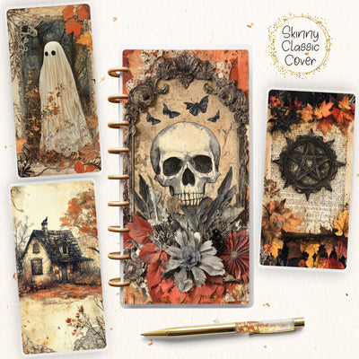Halloween Fall Skinny Classic Disc Bound Planner Cover, Happy Planner, Laminated Printed Front Back Set, Journal Accessory, Notebook October