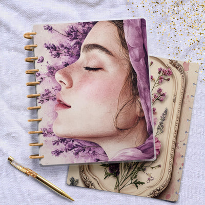 Beauty Purple Journal Disc Bound Cover, Big Happy Planner, Laminated Printed Cover Set, Journal Accessory, Planner Supply, Notepad Cover Set