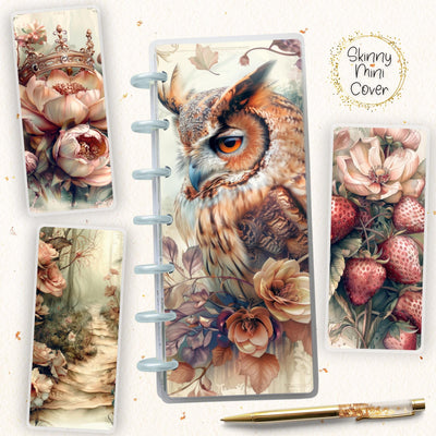 Floral Fantasy Skinny Mini Disc Bound Cover, Happy Planner Laminate Notebook Cover Design, Planner Supplies, Journal Accessory, Gift for Her