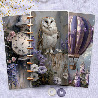 Lavender Velvet Skinny Classic Happy Planner Cover, Laminate Printed Set, Disc Bound Cover Journal Accessory, Planner Supplies, Cover Gift