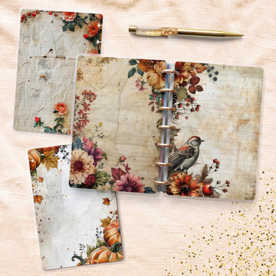 Autumn Fall Fauna Disc Bound Cover, Mini Happy Planner, Laminated Printed Cover Set, Planner Accessory, Journal Cover Bundle, Planner Supply