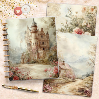 Gentle Shabby Big Disc Bound Cover, Happy Planner Bundle, Laminated Cover Set, Journal Accessory, Planner Supply Insert, Protective Cover