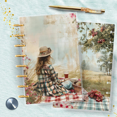 Summer Cottage 8 Disc Bound Cover, TUL Junior Planner Bundle Set, Laminated Design, Planner Supply, Journal Accessory, Ring Planner Gift