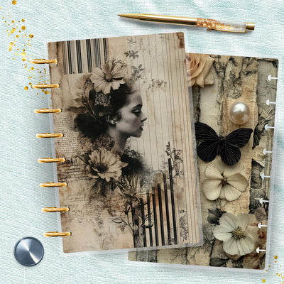 Old Parchment Page 8 Disc Bound Cover, TUL Junior Planner Bundle Set, Laminated Design, Planner Supply, Journal Accessory, Ring Planner Gift