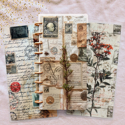 Old Collage Skinny Classic Happy Planner Cover, Laminate Cover Set, Disc Bound Cover Journal Accessory, Planner Supply Cover, Gift for Her