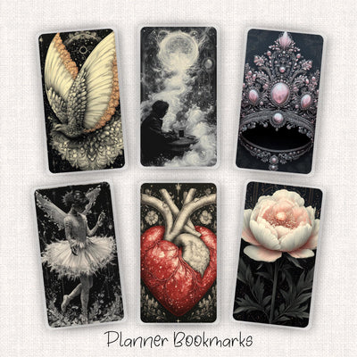 Dark Gothic Tales Tale Happy Planner Bookmark, Laminated Supplies, Notebook Accessories, Gift for Her, Disc Bound Insert, Snap-In Bookmark