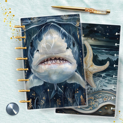 Shark Midnight TUL Junior Cover, Planner Bundle Set, Laminated Design, 8 Disc Planner Supplies, Journal Insert Accessory, Ring Planner Gift