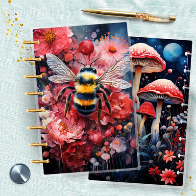 Navy Red Bee TUL Junior Cover, Planner Bundle Set, Laminated Design, 8 Disc Planner Supplies, Ring Journal Insert Accessory, Gift for Her