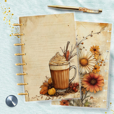 Faded Past Time TUL Junior Cover, Planner Bundle Set, Laminated Design, 8 Disc Planner Supplies, Ring Journal Insert Accessory, Gift for Her