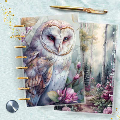 Pink Owl Mirage TUL Junior Cover, Planner Bundle Set, Laminated Design, 8 Disc Planner Supplies, Ring Journal Insert Accessory, Gift for Her