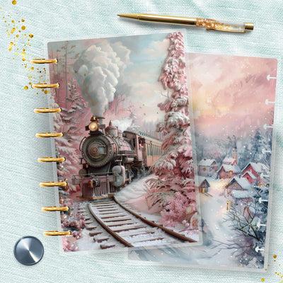 Pink Christmas TUL Junior Cover, Planner Bundle Set, Laminated Design, 8 Disc Planner Supplies, Ring Journal Insert Accessory, Gift for Her