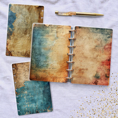 Stained Notes Disc Bound Cover, Mini Happy Planner, Laminated Printed Cover Set, Planner Accessory, Journal Supplies Bundle, Gift for Her