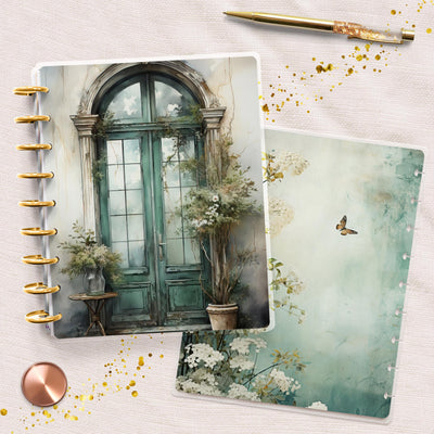 Teal Grey Vibe Classic Disc Bound Cover, Happy Planner, Laminated Printed Set, Journal Accessory, Planner Supply, Daily Insert Cover Bundle