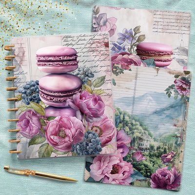 Pink Macaroon Collage Big Happy Planner Cover, Laminated Journal Protector, Planner Accessory, TUL Junior Bundle Set, Mini HP, Gift for Her