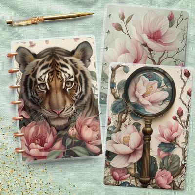 Fever Dream Tiger Disc Bound Cover, Mini Happy Planner, Laminated Printed Cover Set, Planner Accessory, Journal Supply Bundle, Gift for Her