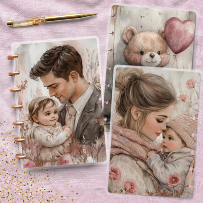 Mom and Dad Love Disc Bound Cover, Mini Happy Planner, Laminated Printed Cover Set, Planner Accessory, Journal Supply Bundle, Gift for Her