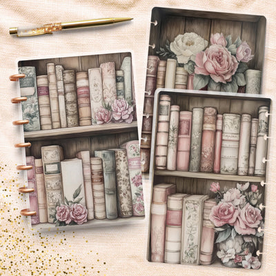 Floral Elegant Books Disc Bound Cover, Mini Happy Planner, Laminated Printed Bundle, Planner Accessory, Journal Supply Bundle, Gift for Her