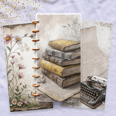 Parchment Book Skinny Classic Happy Planner Cover, Laminated Protector, Disc Bound Journal Accessory, TUL Planner Supplies, Gift for Her