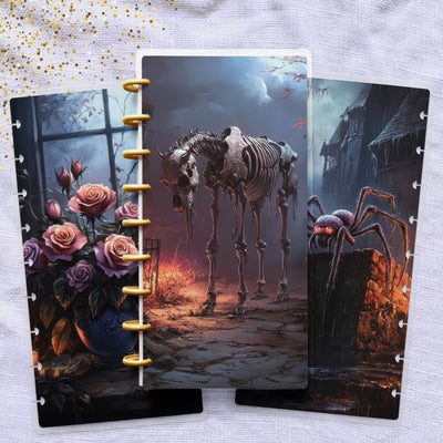 Creepy Halloween Skinny Classic Happy Planner Cover, Laminated Protector, Disc Bound Journal Accessory, TUL Planner Supplies, Gift for Her