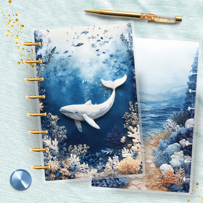 Marine Life TUL Junior Cover, Happy Planner Bundle Set, Laminated Protector, 8 Disc Supplies, Ring Journal Insert Accessory, Gift for Her