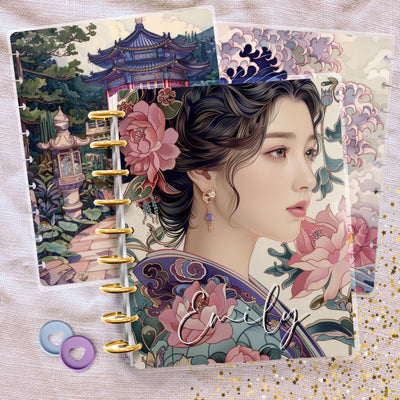 Custom Name Disc Bound Cover, Classic Happy Planner Bundle, Laminated Cover Design, Planner Supply, Journal Accessory Gift, Japan Travels