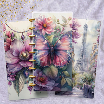 Pink Paris Skinny Classic Happy Planner Cover, Laminate Printed Set, Disc Bound Cover Journal Accessory, Planner Supplies, Binder Cover Gift