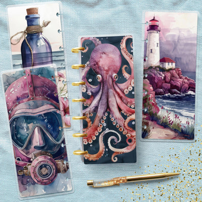 Underwater Adventure Disc Bound Cover, Skinny Mini Happy Planner, Laminated Cover Protector, Planner Supplies Accessory, Stationary Design