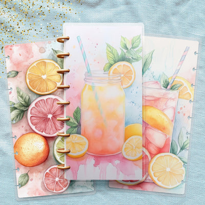 Rainbow Drink Skinny Classic Happy Planner Cover, Laminate Printed Set, Disc Bound Cover Journal Accessory, Planner Supplies, Cover Gift