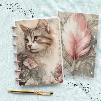 Faded Cat Dreams Disc Bound Cover, Mini Happy Planner, Laminated Printed Cover Set, Planner Accessory, Journal Cover Bundle, Planner Supply