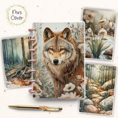 Forest Animal Mini Disc Bound Cover, Mini Happy Planner, Laminated Cover, Gift for Her, Journal Accessory, Notebook Cover, Planner Supplies