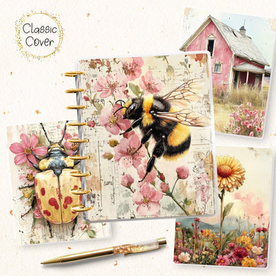 Sunny Day Classic Disc Bound Cover, Happy Planner, Laminate Printed Front Back Set, Journal Accessory, Reading Library Notebook Cover Set
