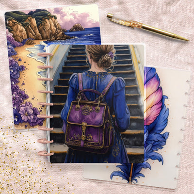 Traveller Blue Classic Disc Bound Cover, Happy Planner, Laminated Printed Set, Journal Accessory, Planner Supply, Daily Insert Cover Bundle