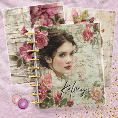 Custom Name Disc Bound Cover, Classic Happy Planner Bundle, Laminated Cover Design, Planner Supply, Journal Accessory Gift, Romantic Letter