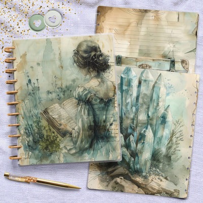 Pale Teal Notes Big Disc Bound Cover, Happy Planner Bundle, Laminated Cover Set, Journal Accessory, Planner Supply Insert, Protective Cover