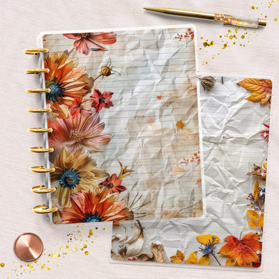 Fall Pages Leafs Classic Happy Planner Cover Set, Laminated Cover Design, Disc Bound Planner Supply, Journal Accessory, Back to School Gift