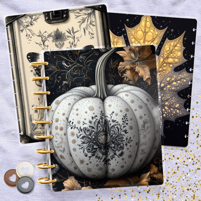 Dark Pumpkin Disc Bound Cover, Classic Happy Planner Bundle, Laminated Cover Design, Planner Supply, Journal Accessory, Planner Gift Idea