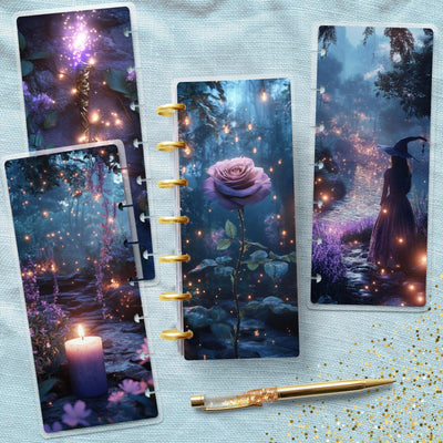 Purple Fireflies Disc Bound Cover, Skinny Mini Happy Planner Cover, Laminated Cover Bundle, Planner Supplies Accessory, Stationary Designs
