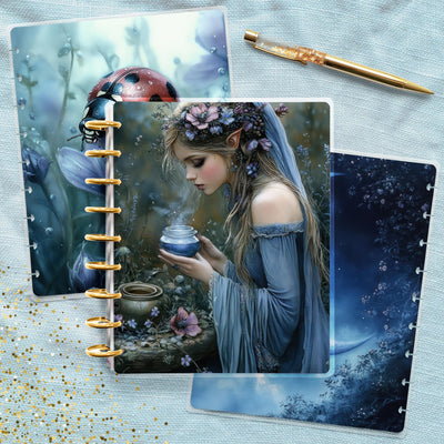 Blue Moon Night Disc Bound Cover, Classic Happy Planner Bundle, Laminated Cover Design, Planner Supply, Journal Accessory, Notebook Gift