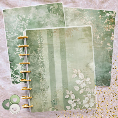 Pale Green Pattern Disc Bound Cover, Classic Happy Planner Set, Laminated Cover Design, Planner Supply, Journal Accessory, Planner Gift Idea