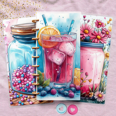 Sweet Summer Treat Skinny Classic Happy Planner Cover, Laminate Printed Set, Disc Bound Cover Journal Accessory, Planner Supply, Cover Gift